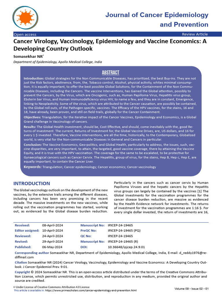 Cancer Vaccinology in Developing Nations | PDF | Hepatitis | Virus