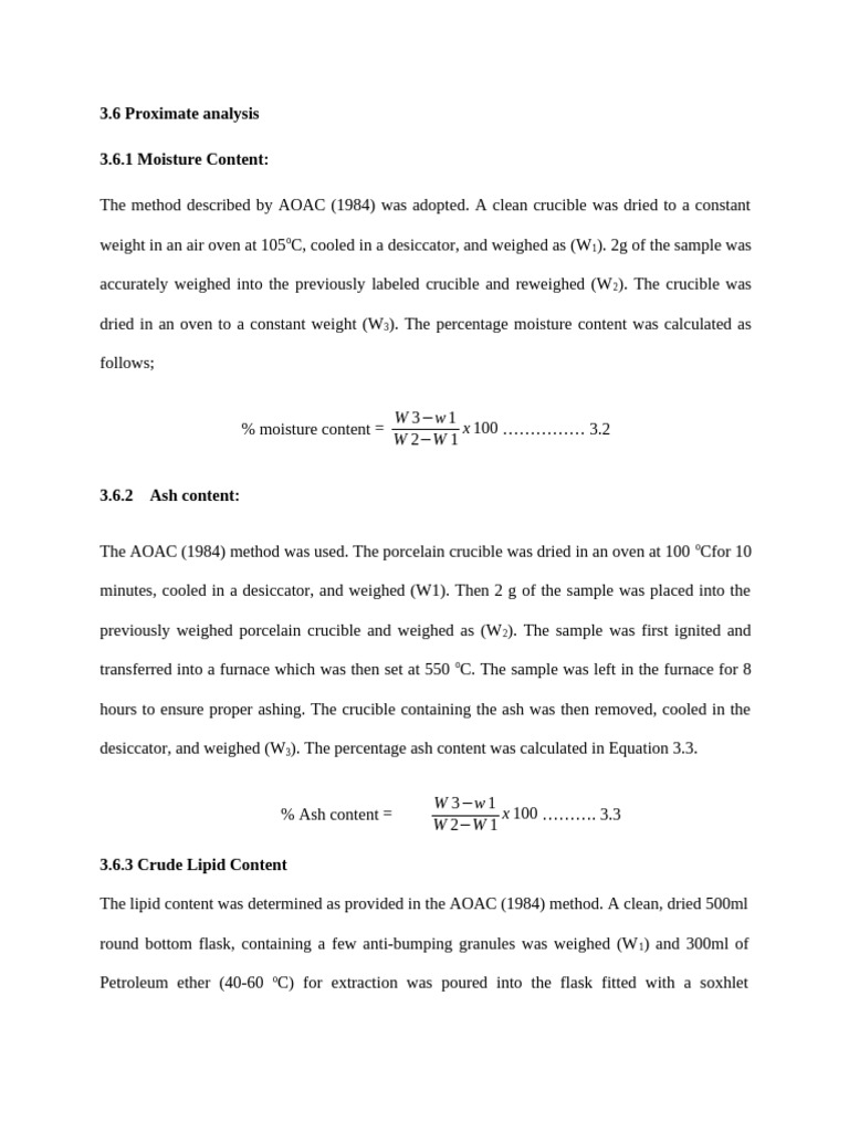 Proximate Analysis Methods for Food Components | PDF | Distillation ...