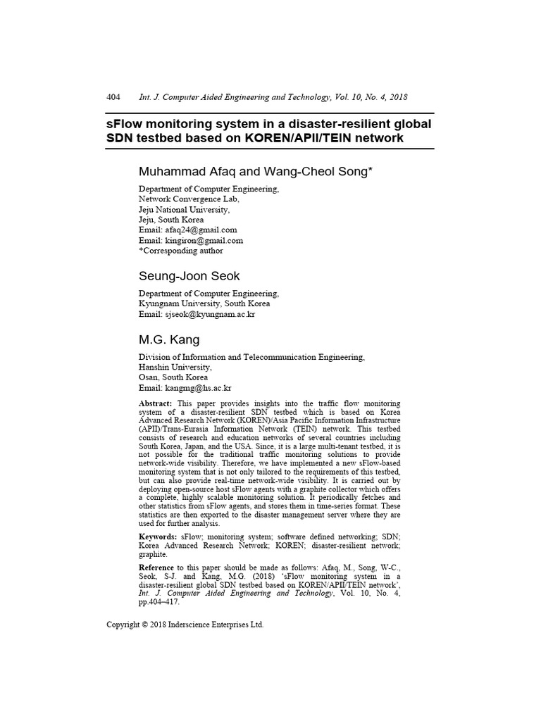 sFlow Monitoring in Global SDN Testbed | PDF | Computer Network ...