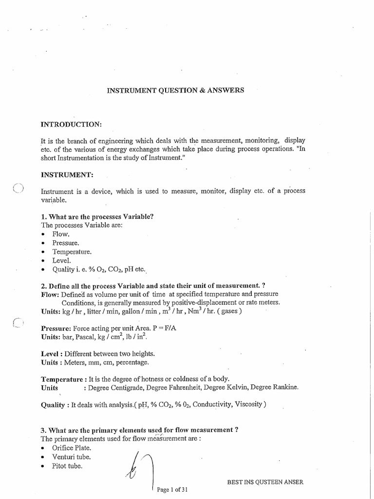 Instrument Q & A1 | PDF