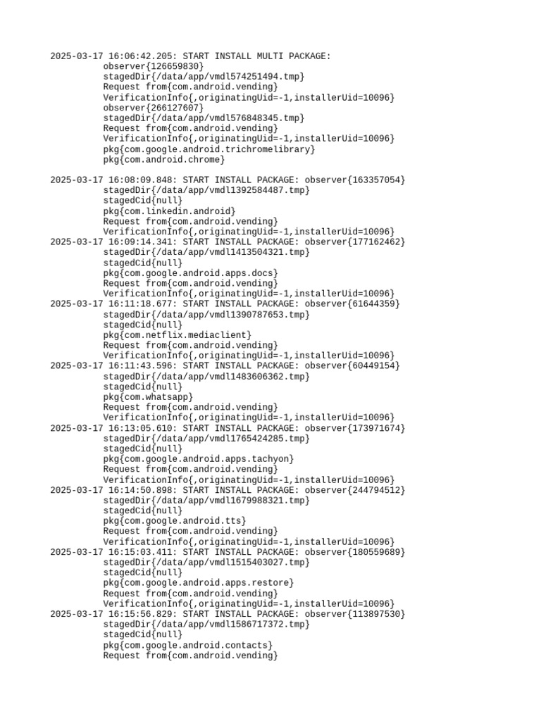 Android Package Installation Log 2025 | PDF