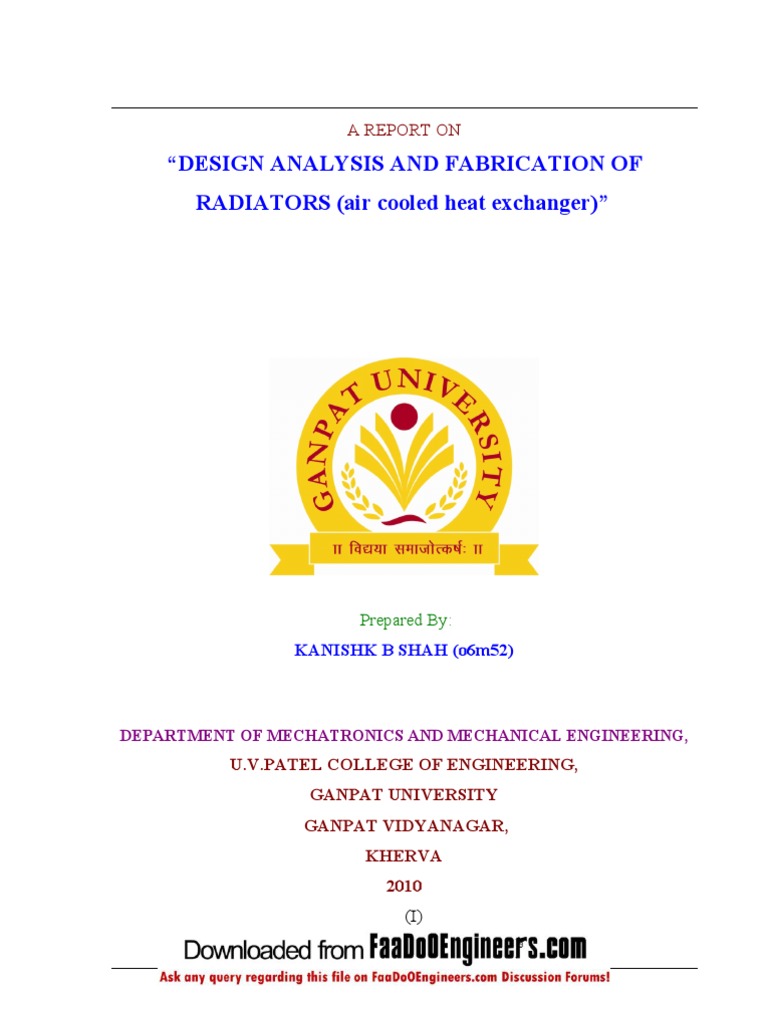 Radiator Design and Fabrication Analysis | PDF | Radiator | Heat Exchanger