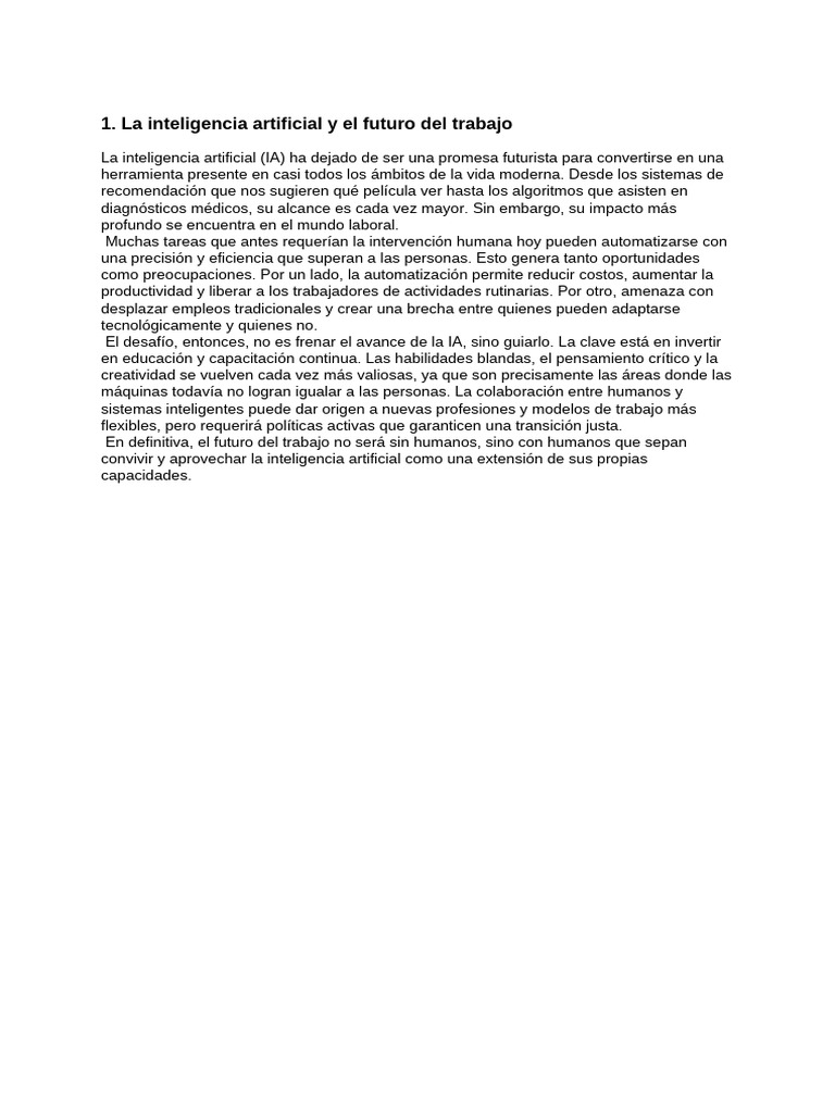 IA y el futuro del trabajo humano | PDF