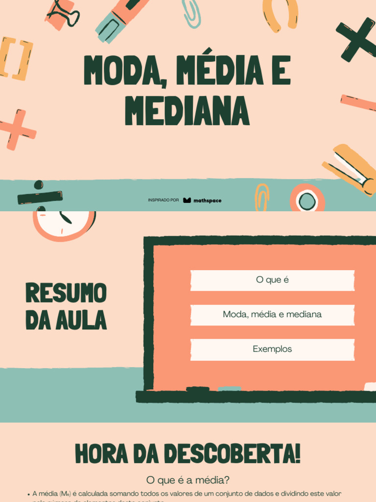 Média, Moda e Mediana: Conceitos e Cálculos | PDF | Mediana (Estatística)