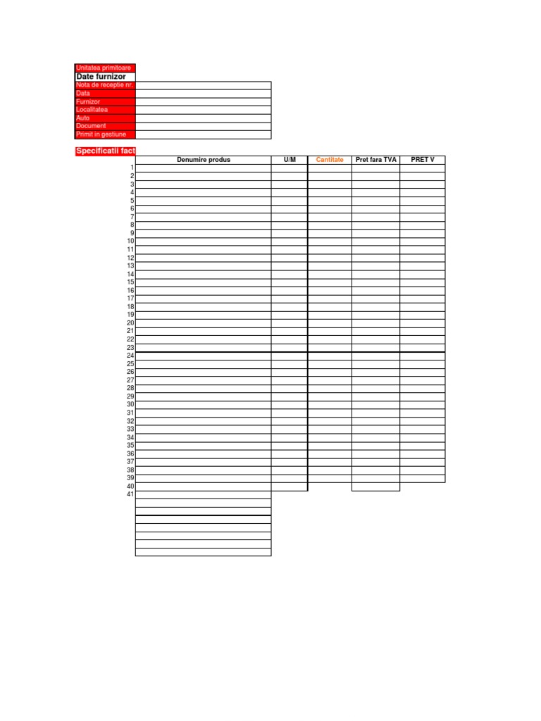Nota de Recepție și Gestiune Marfă | PDF