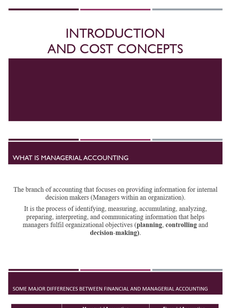Lecture 1 - Introduction and Cost Concepts | PDF | Cost | Inventory