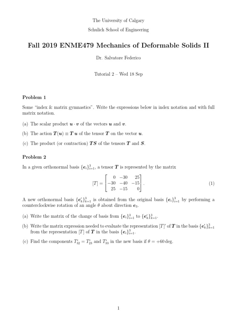 Mechanics of Deformable Solids II Tutorial | PDF