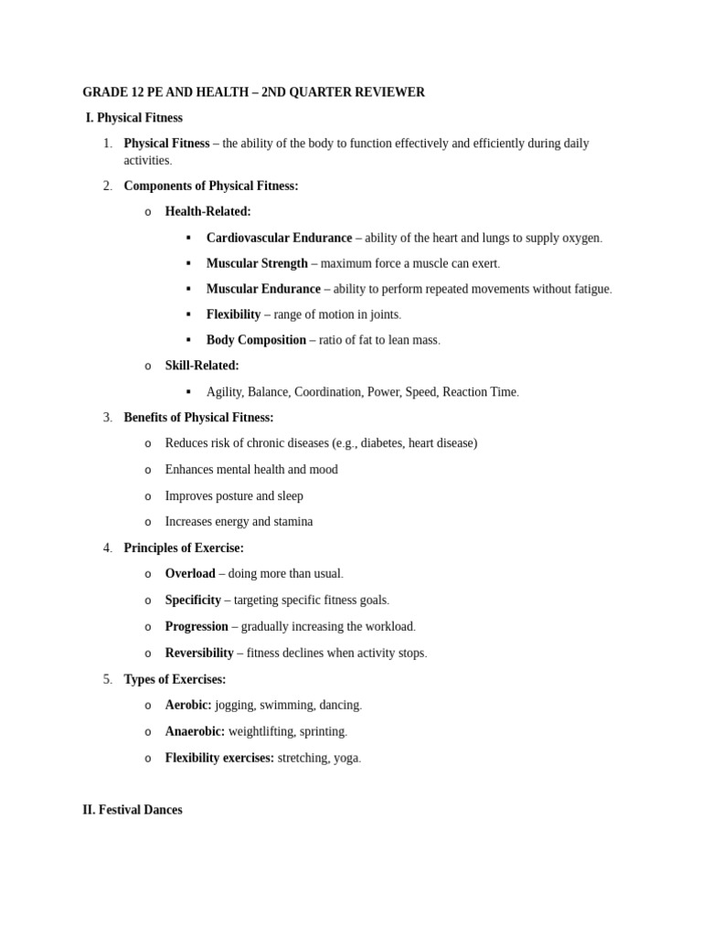 Grade 12 Pe and Health q2 Reviewer | PDF | Physical Fitness | Stress ...
