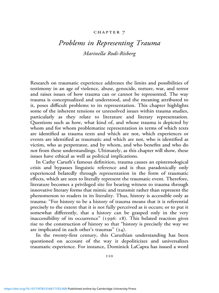 Problems in Representing Trauma | PDF | Psychological Trauma | Psychology