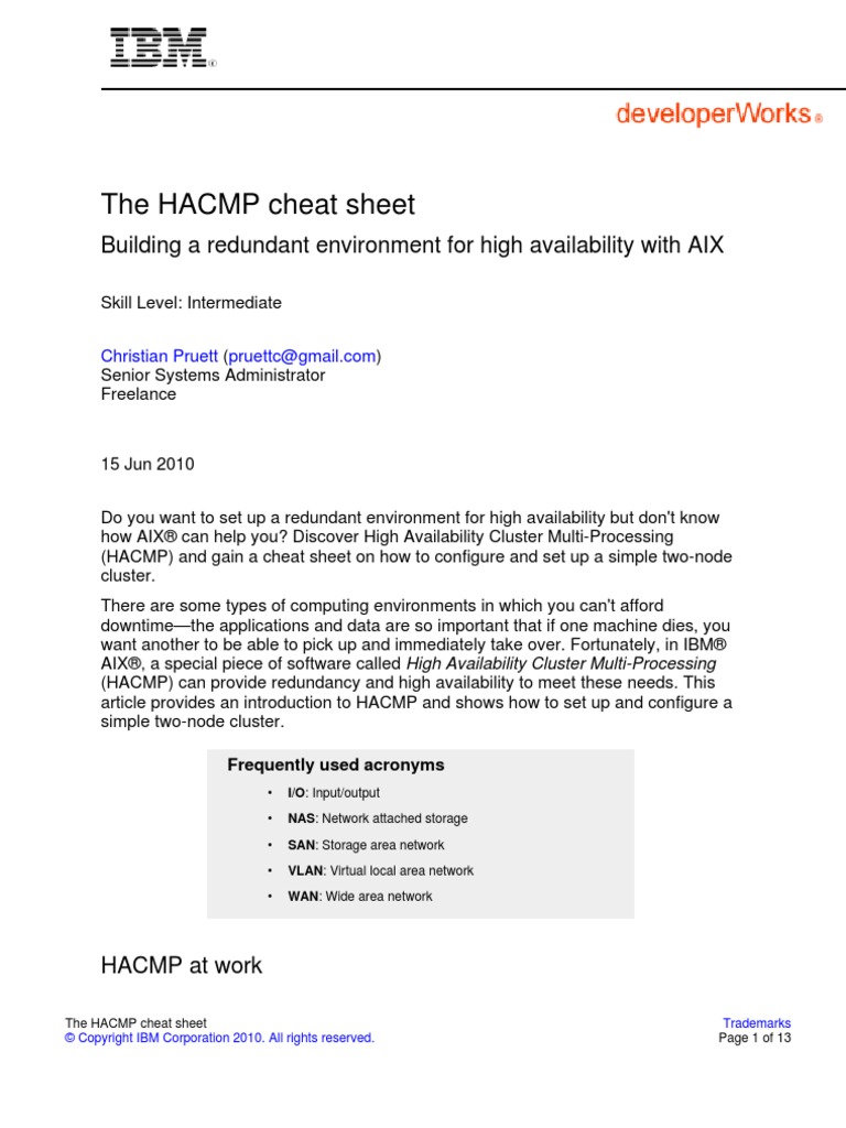 Hacmp Cheat Sheet : CIHQ-HACP: Exam Resource List – XOUM