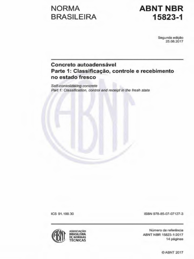 Concreto Autoadensável: Normas ABNT 15823-1 | PDF | Cimento | Concreto
