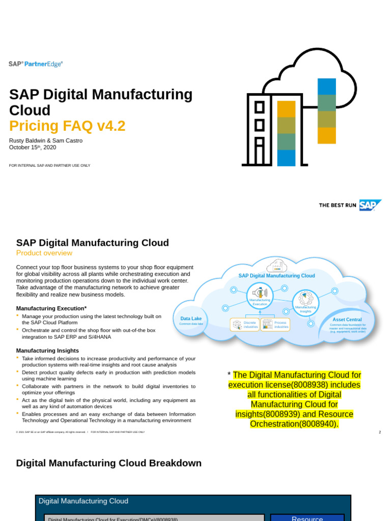 SAP Digital Manufacturing Cloud Pricing FAQ | PDF | Cloud Computing ...