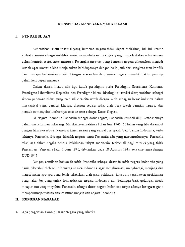 Konsep Dasar Negara Yang Islami