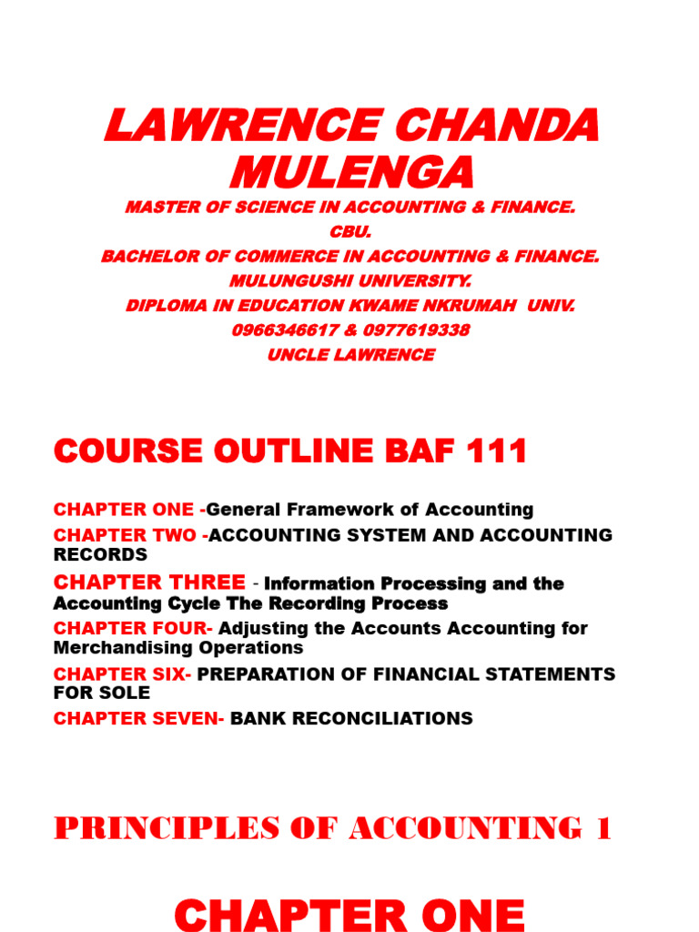 Chapter 1 - General Framework in Accounting Baf 111 & Bac 211 | PDF ...