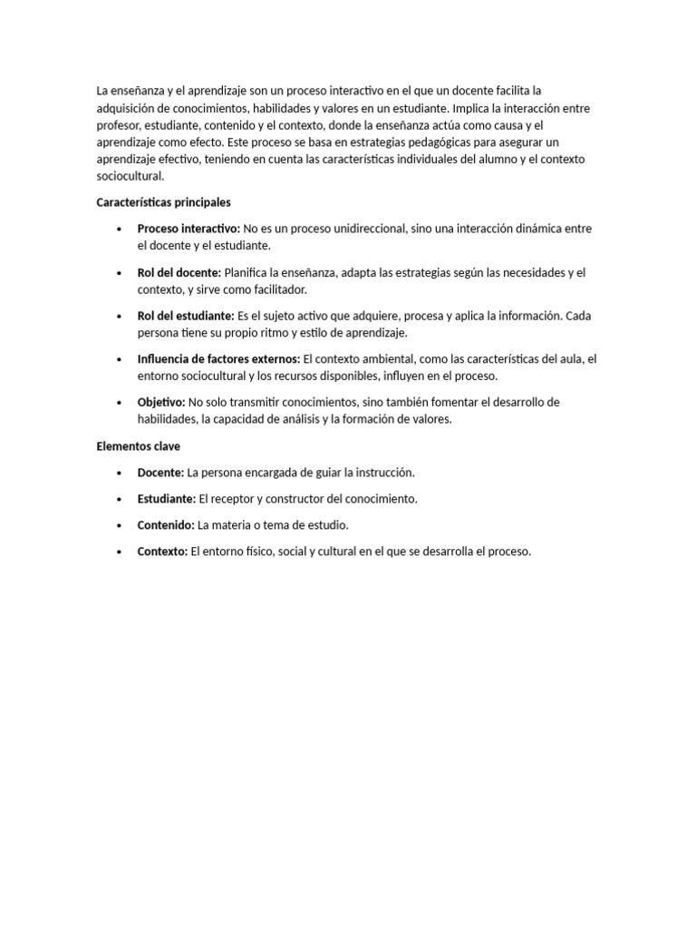 La Enseñanza y El Aprendizaje | PDF