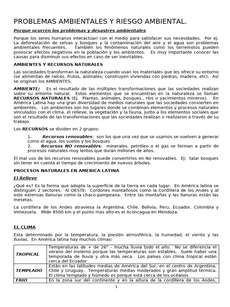 Problemas Ambientales en América Latina | PDF | Clima | Entorno natural