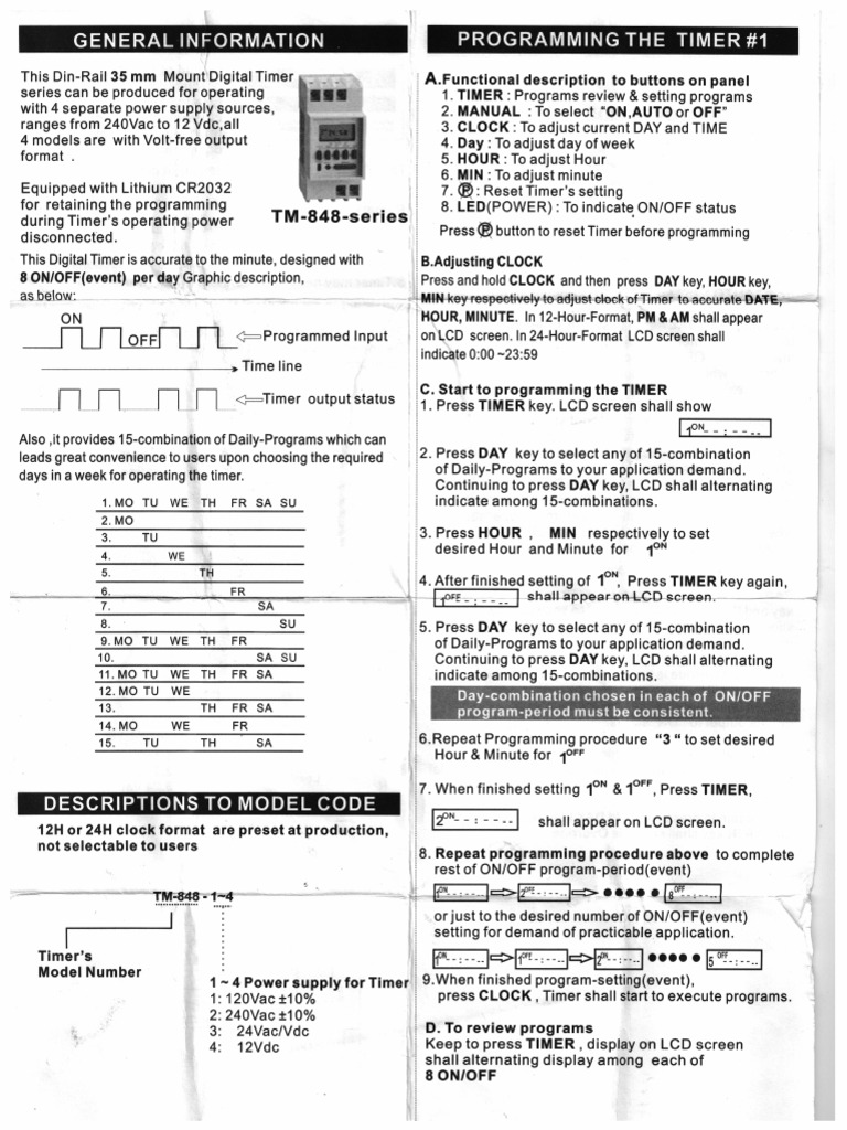 TM 848 Series Timer | PDF
