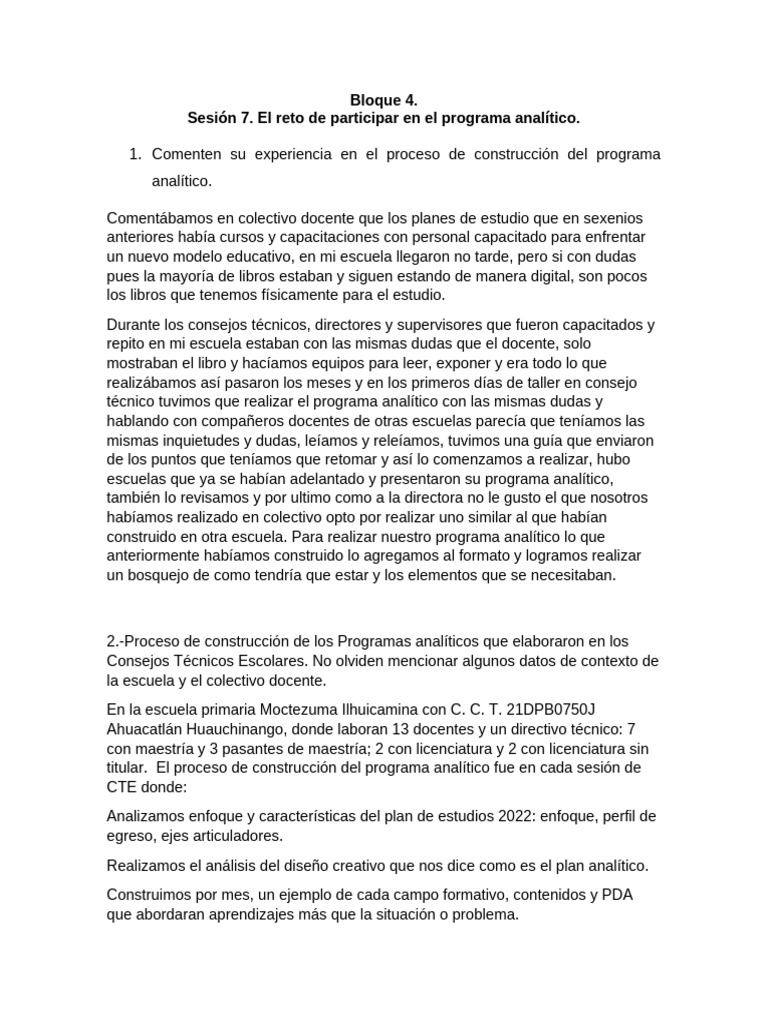 Construcción Colectiva del Programa Analítico | PDF | Plan de estudios ...