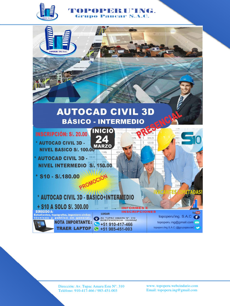 Curso AutoCAD Civil 3D 2018 Presencial | PDF | Presupuesto | Cad automático