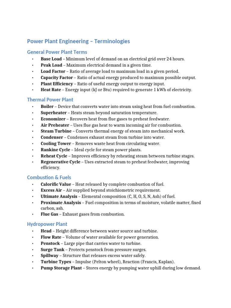 Power Plant Engineering Terminology Guide | PDF | Nuclear Reactor ...