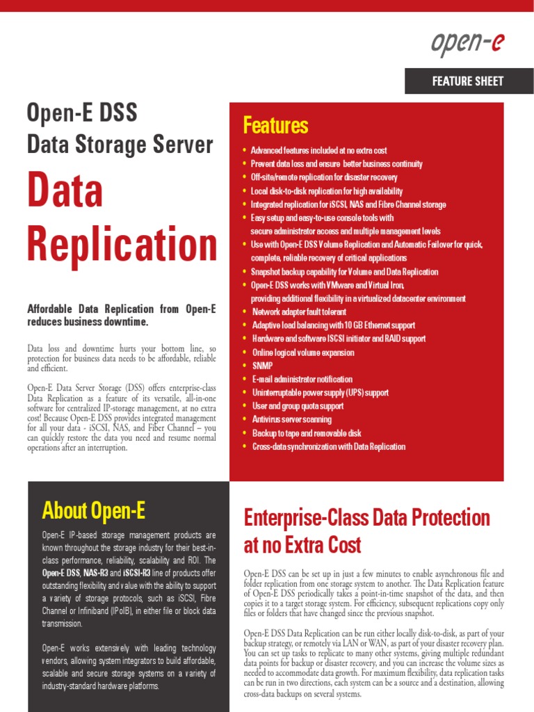 Open-E DSS: Affordable Data Replication | PDF | Replication (Computing ...