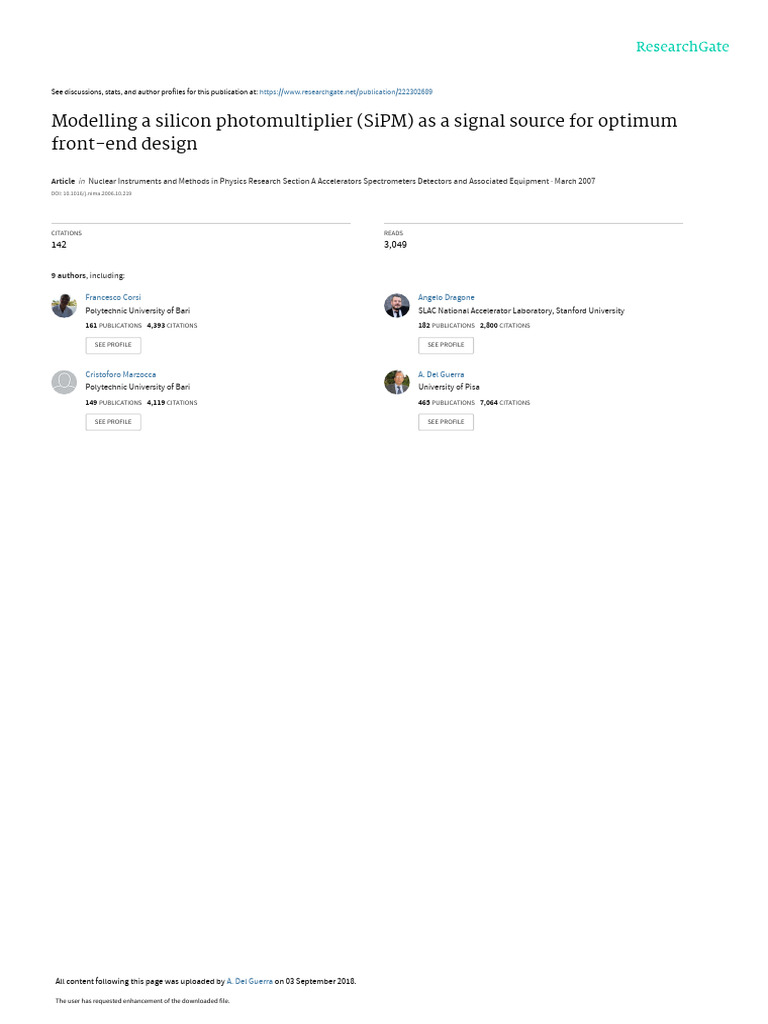 SiPM Modelling for Front-End Design | PDF | Electromagnetism ...
