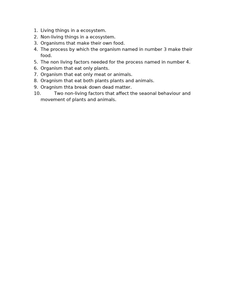 Living Things in a Ecosystem | PDF