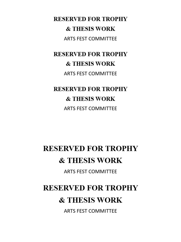 Reserved for Trophy Work | PDF