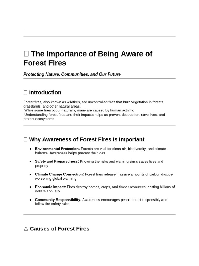 Importance of Forest Fire Awareness | PDF | Wildfire | Forests
