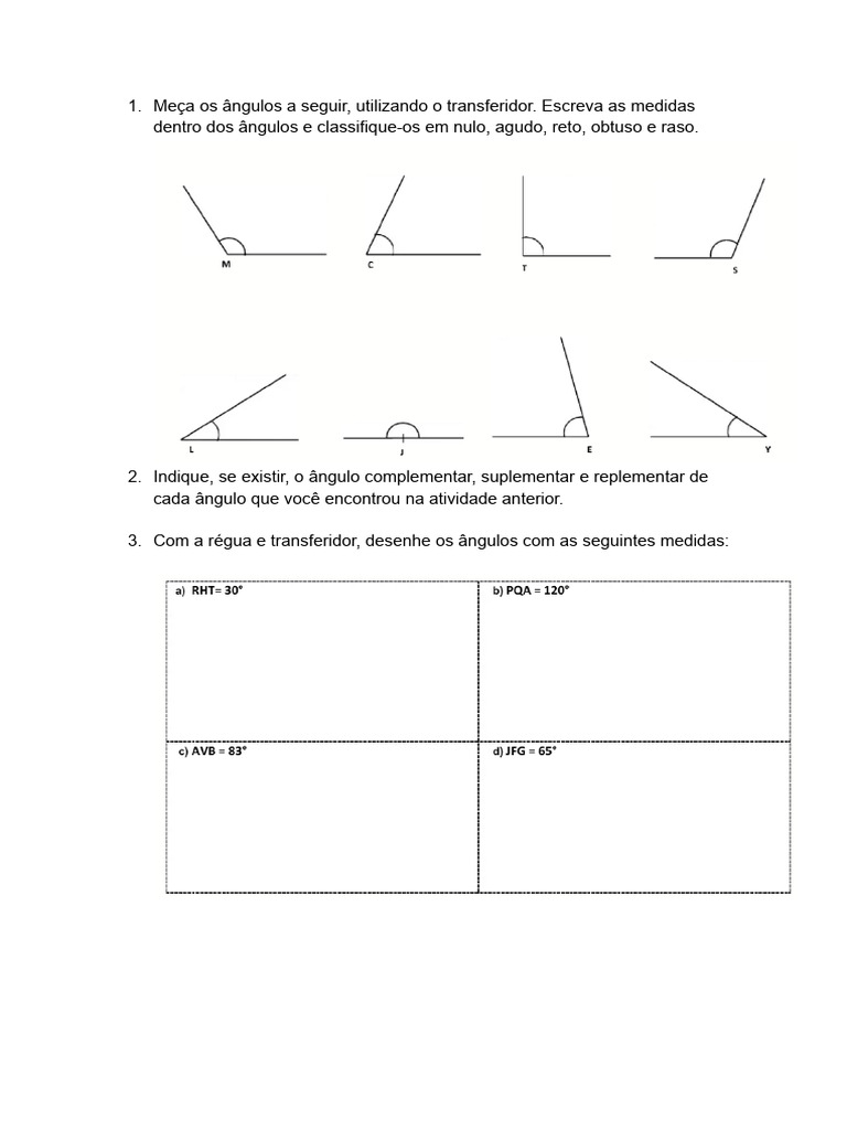 Medição e Classificação de Ângulos | PDF