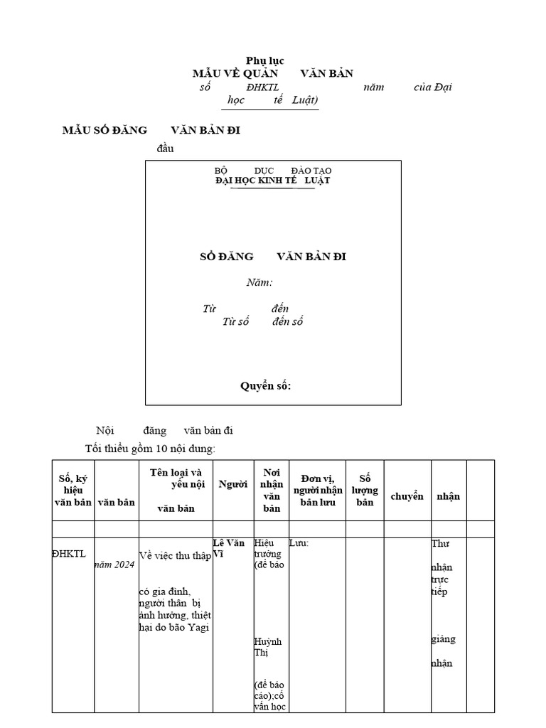 Phu Luc IV - Bieu Mau Ve QLVB | PDF