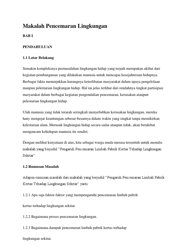 Makalah Pencemaran Lingkungan