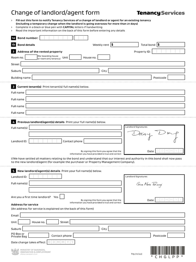 Change of Landlord Agent Form | PDF | Landlord | Lease