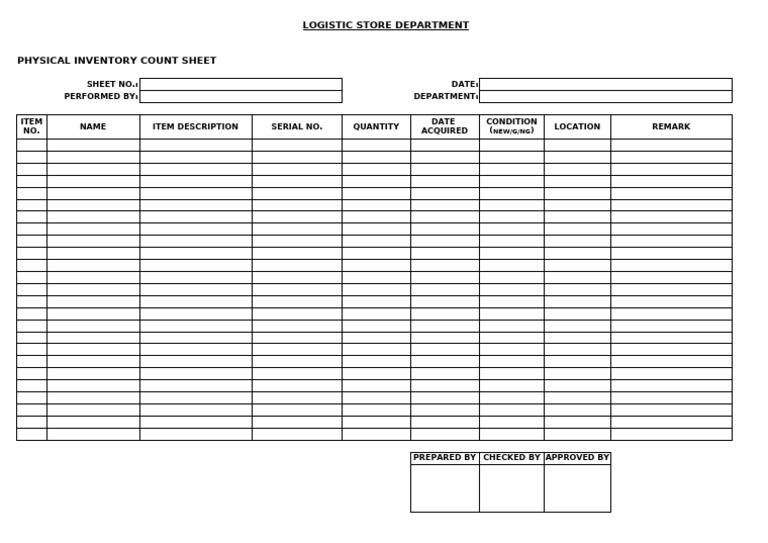 Physical Inventory Count Sheet (Office, Classroom & Workshop) | PDF