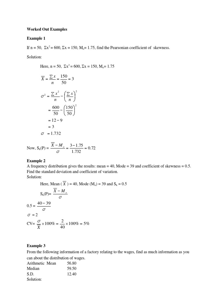 Skewness Skewness Mode Statistics