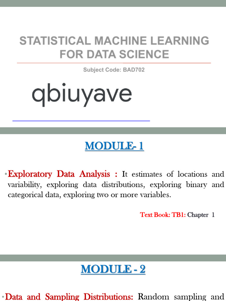 Statistical Machine Learning for Data Science | PDF | Variance | Estimator