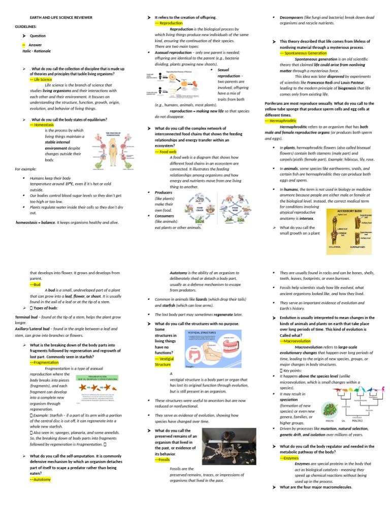 Earth and Life Science Study Guide | PDF | Reproduction | Mollusca