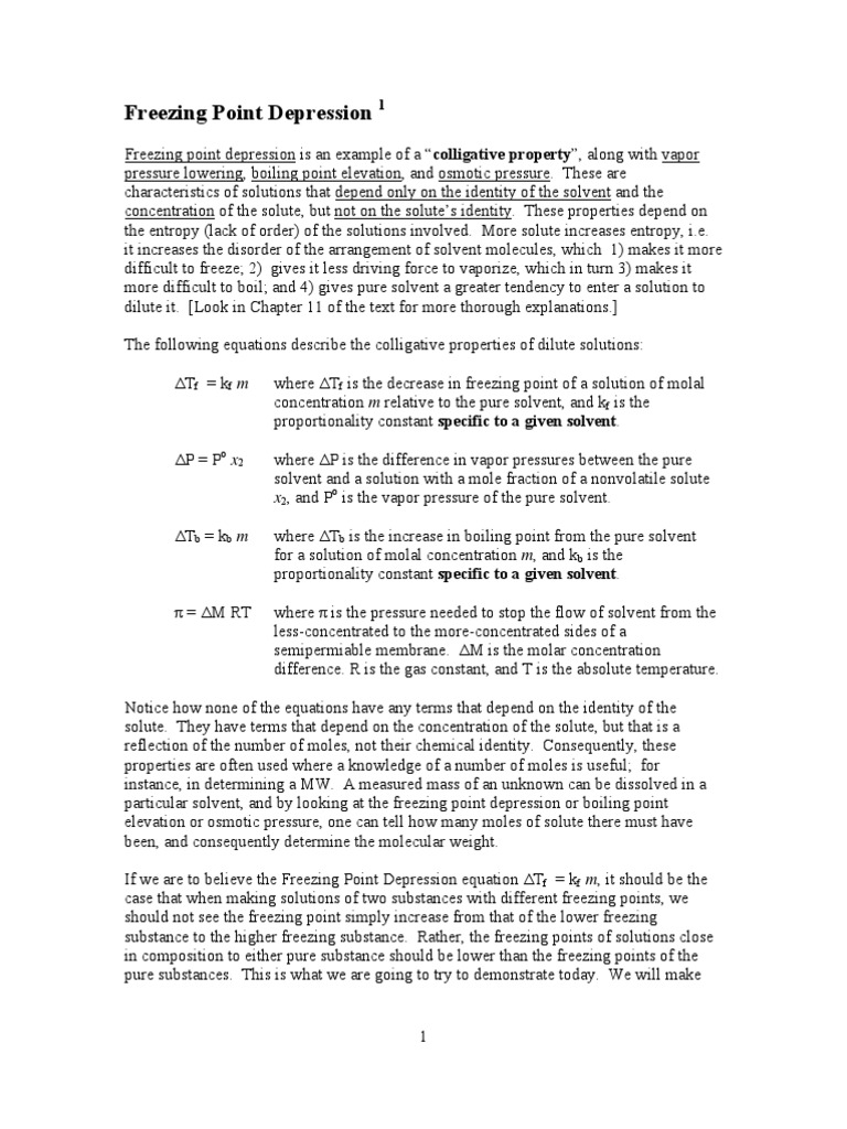 Freezing Point Depression Experiment Guide | PDF | Solution | Chemistry