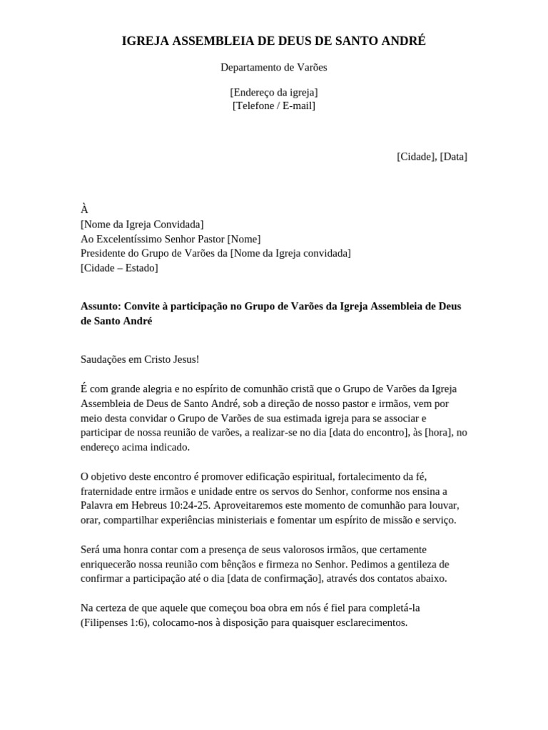 Convite para Reunião do Grupo de Varões | PDF