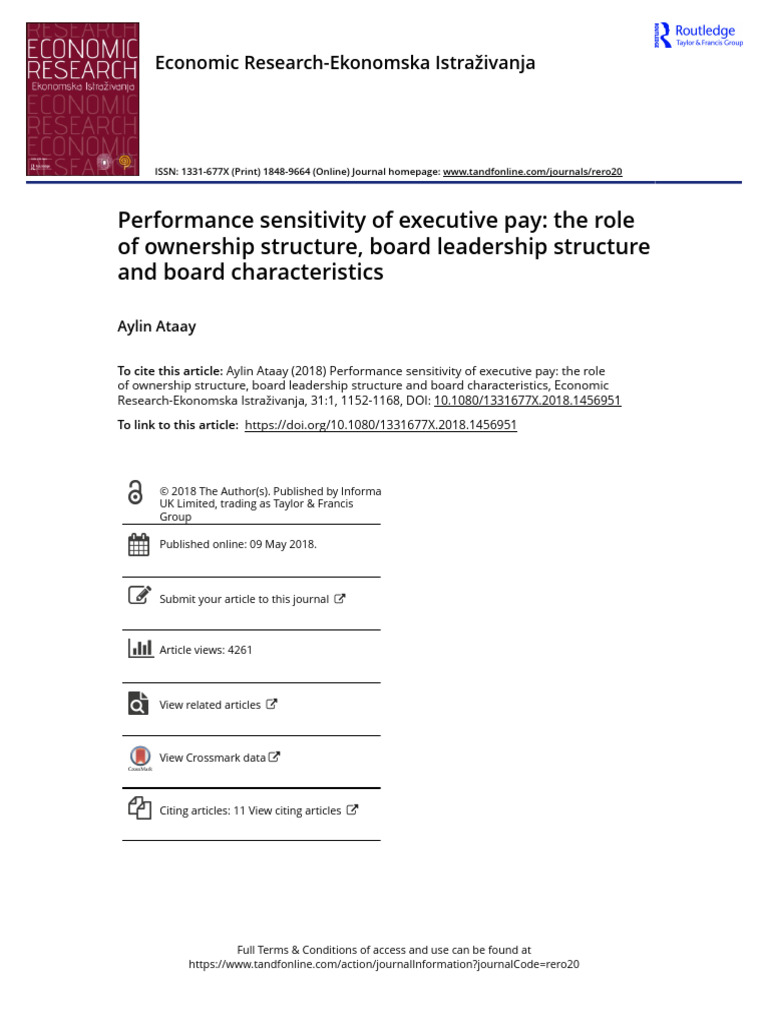 Executive Pay Sensitivity in Turkey | PDF | Fixed Effects Model