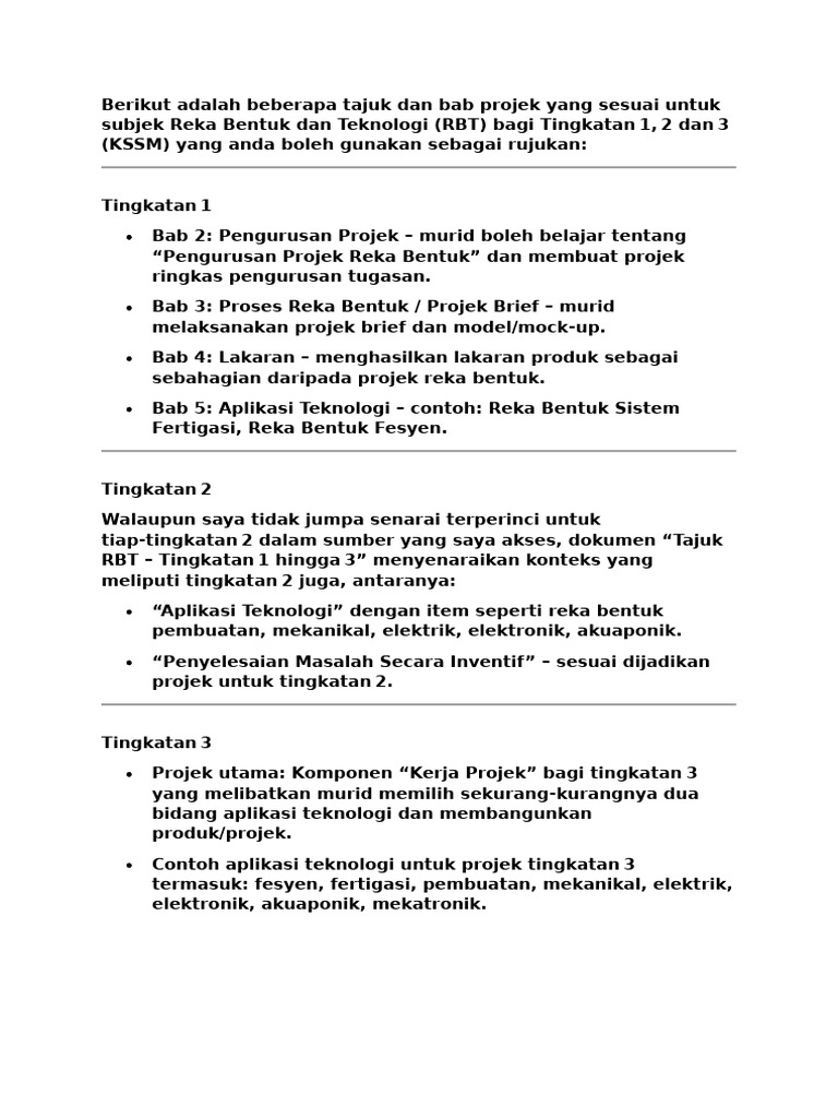 Tajuk Yang Ada Projek RBT | PDF