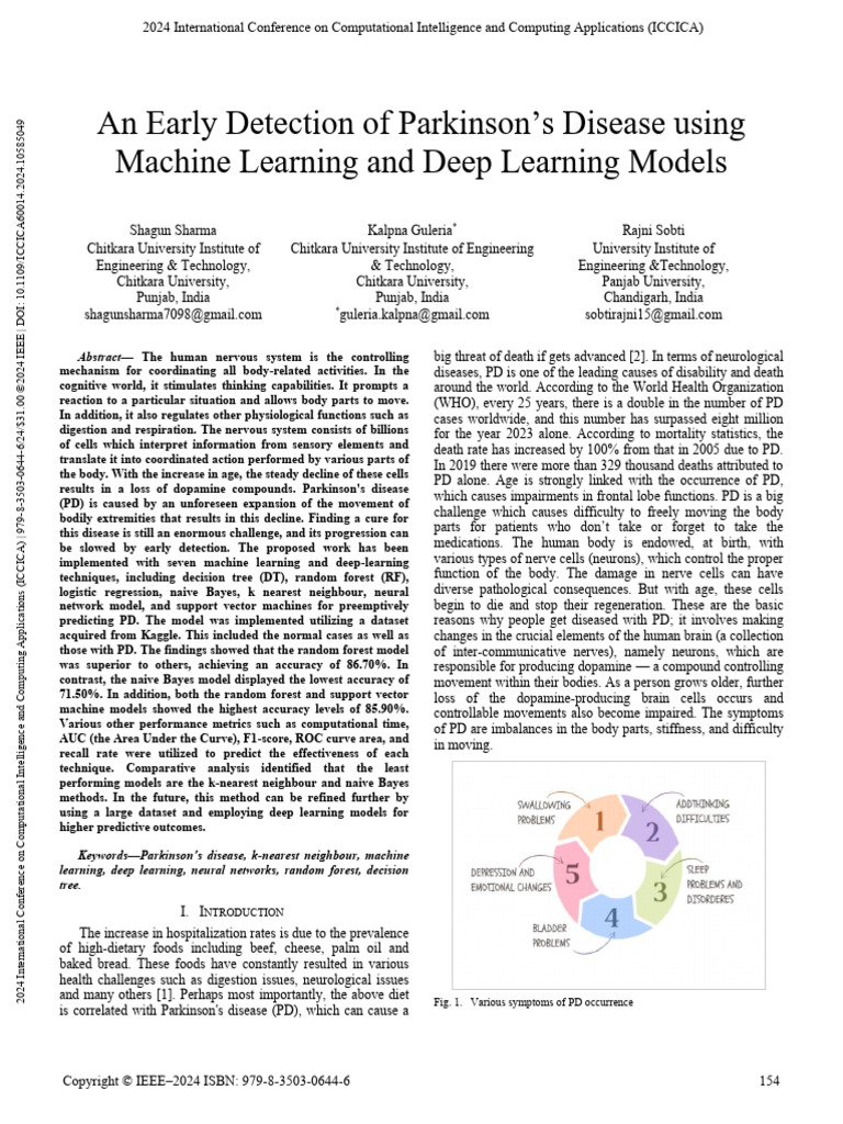 An Early Detection of Parkinsons Disease Using Machine Learning and ...