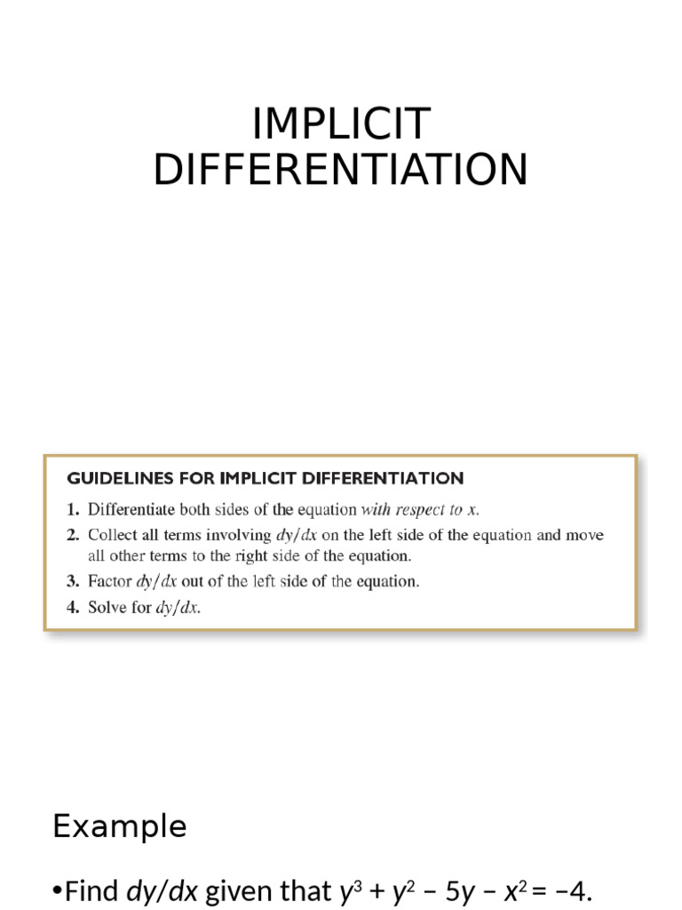 Implicit Differentiation Explained | PDF