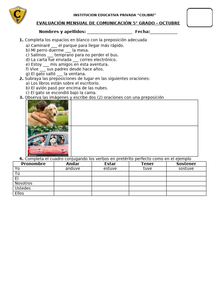 EXAMEN PARCIAL DE COMUNICACIÓN QUINTO GRADO AGOSTO | PDF