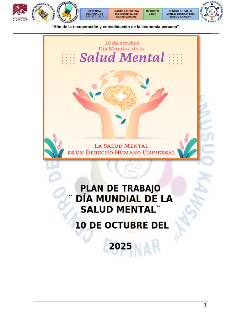 Actividades por el Día de la Salud Mental | PDF | Salud mental ...