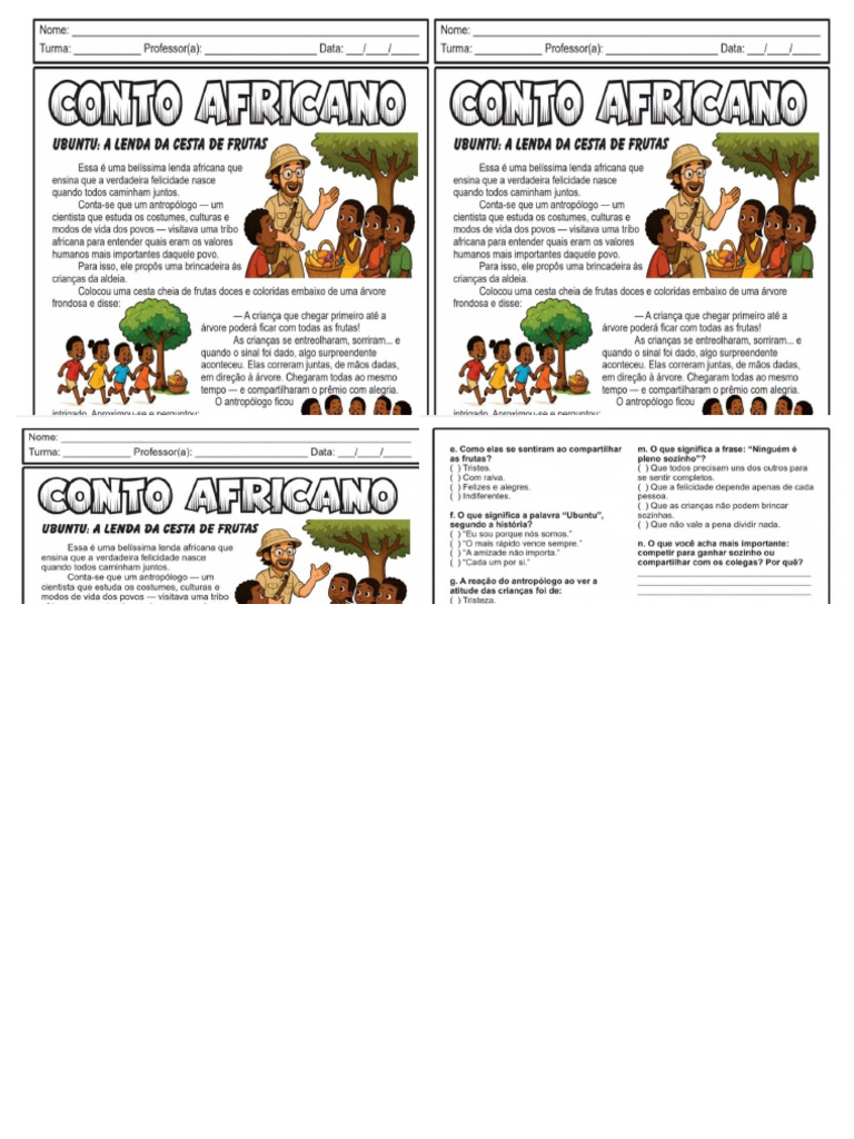 Conto Africano - Ubuntu A Lenda Da Cesta de Frutas | PDF