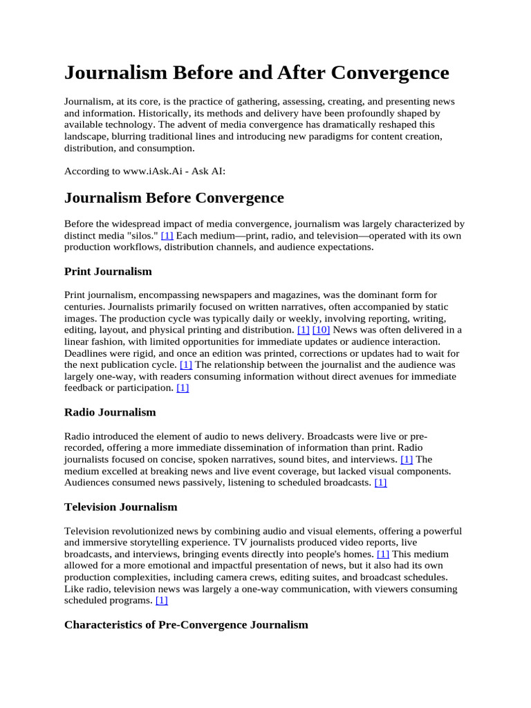 Evolution of Journalism Post-Convergence | PDF | Journalism | News
