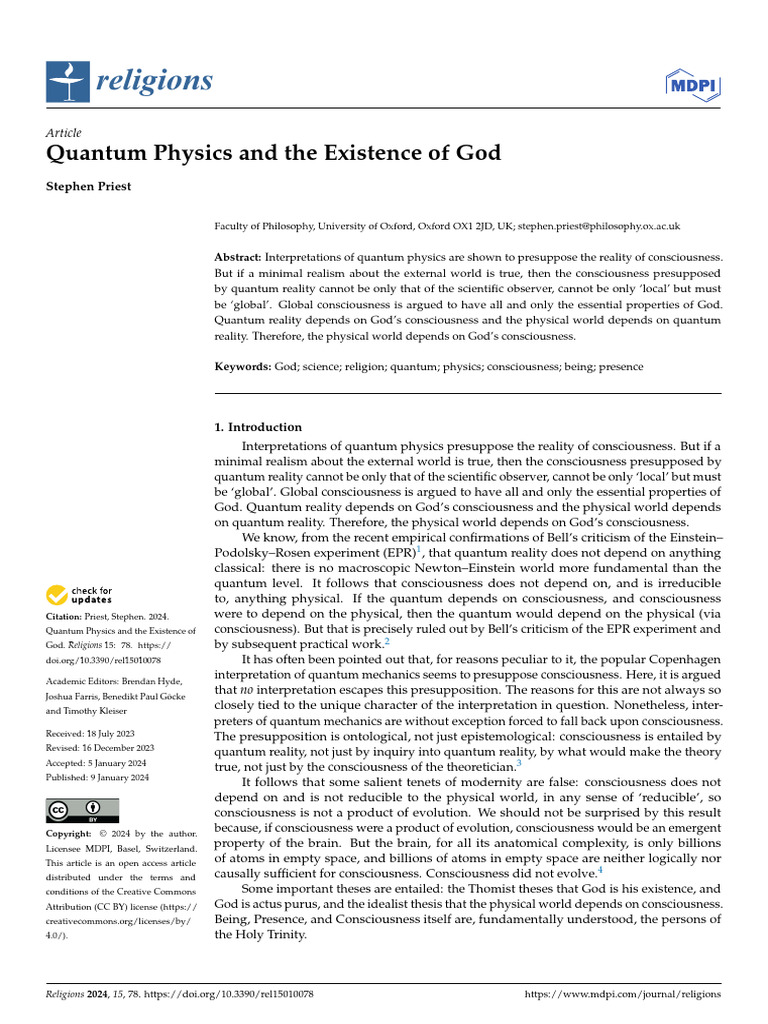 Priest, 2024 - Quantum Physics and Existence of God | PDF | Reality ...