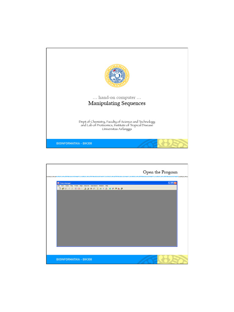 01 - Manipulating Sequences - Hoc - 2pp | PDF | Open Reading Frame ...