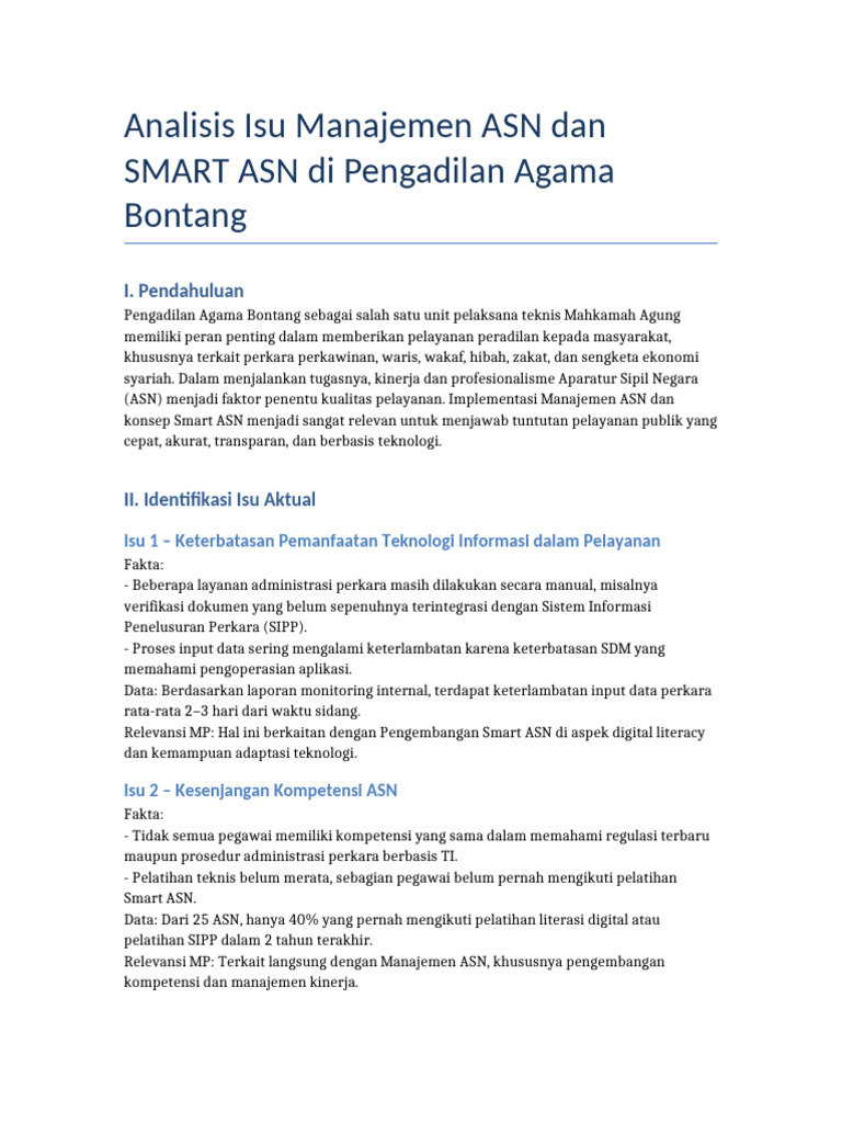 Isu Manajemen ASN di Pengadilan Bontang | PDF